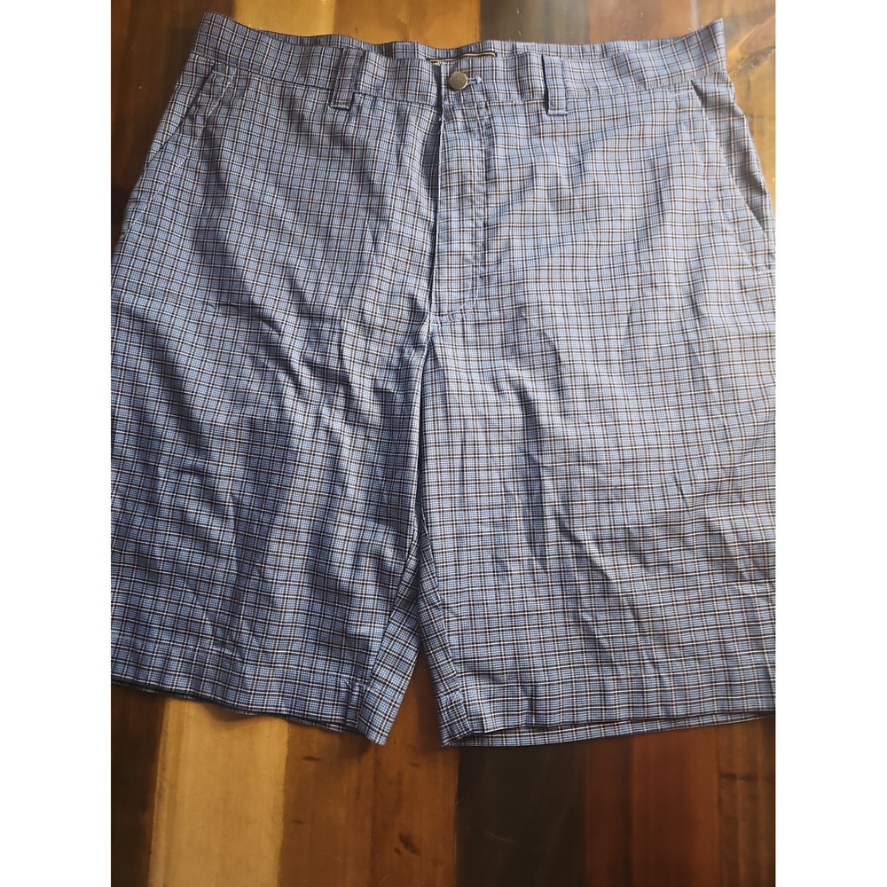 Callaway Golf Shorts Mens 34 Blue Plaid Stretch Embroidered Logo Performance 085
